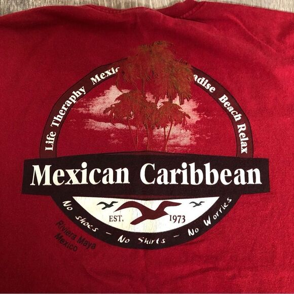 Vintage Y2K Riviera Maya Mexico Maroon Short Sleeve T Shirt Size XL Caribbean - Picture 6 of 8